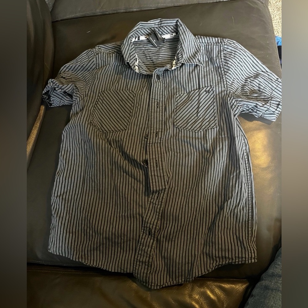 Shaun White Black and Gray Striped Casual Shirt